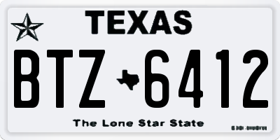 TX license plate BTZ6412