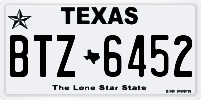 TX license plate BTZ6452
