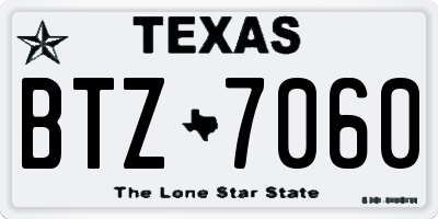 TX license plate BTZ7060