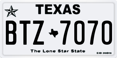 TX license plate BTZ7070