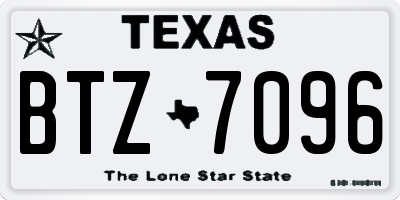 TX license plate BTZ7096