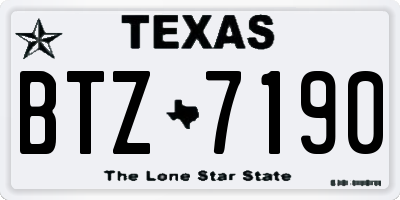 TX license plate BTZ7190