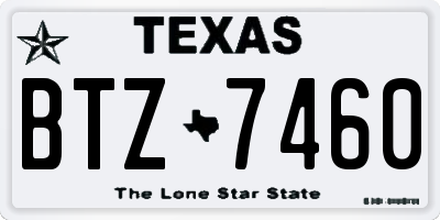 TX license plate BTZ7460