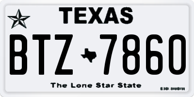 TX license plate BTZ7860