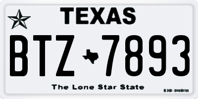 TX license plate BTZ7893