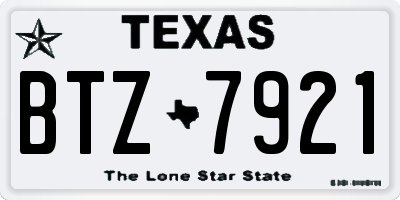 TX license plate BTZ7921