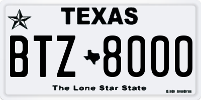TX license plate BTZ8000