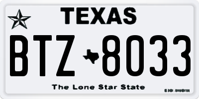 TX license plate BTZ8033