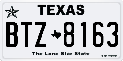 TX license plate BTZ8163