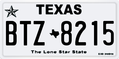 TX license plate BTZ8215