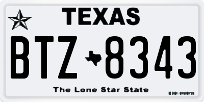 TX license plate BTZ8343