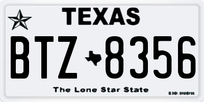TX license plate BTZ8356