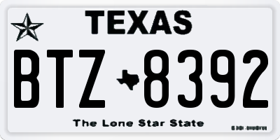 TX license plate BTZ8392