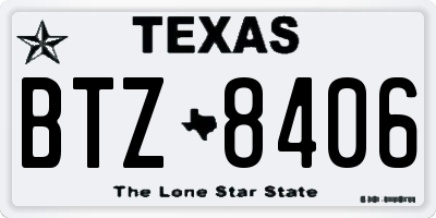 TX license plate BTZ8406