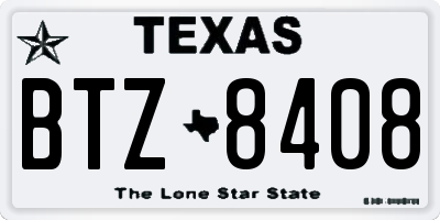 TX license plate BTZ8408