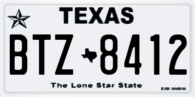 TX license plate BTZ8412