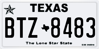 TX license plate BTZ8483