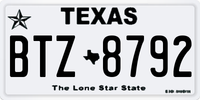 TX license plate BTZ8792