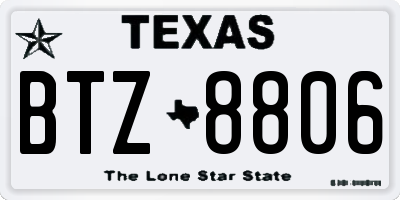 TX license plate BTZ8806