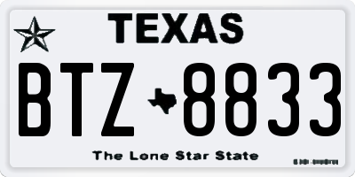 TX license plate BTZ8833