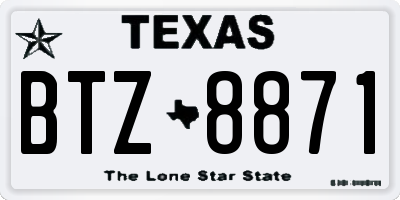 TX license plate BTZ8871