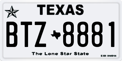TX license plate BTZ8881