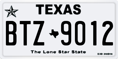 TX license plate BTZ9012