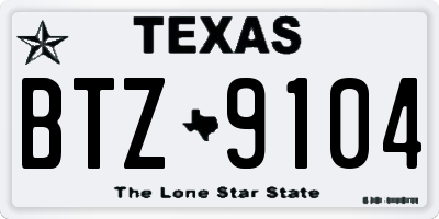 TX license plate BTZ9104