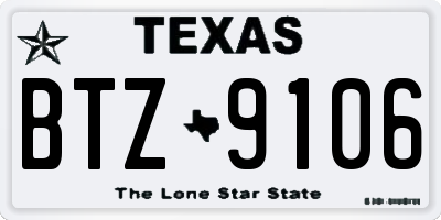 TX license plate BTZ9106