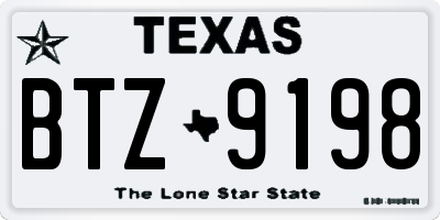 TX license plate BTZ9198