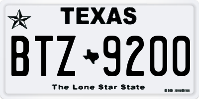 TX license plate BTZ9200