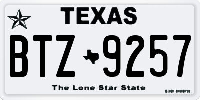 TX license plate BTZ9257
