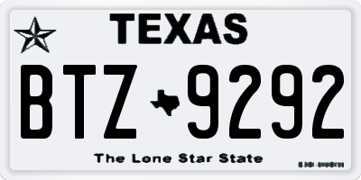 TX license plate BTZ9292