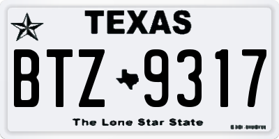 TX license plate BTZ9317