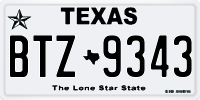 TX license plate BTZ9343