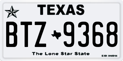 TX license plate BTZ9368