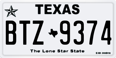 TX license plate BTZ9374