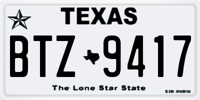 TX license plate BTZ9417