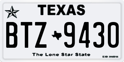 TX license plate BTZ9430