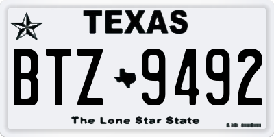 TX license plate BTZ9492