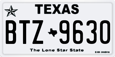 TX license plate BTZ9630