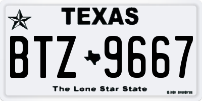 TX license plate BTZ9667