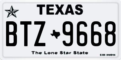 TX license plate BTZ9668