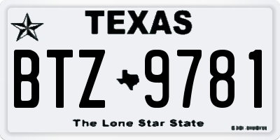 TX license plate BTZ9781