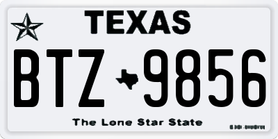 TX license plate BTZ9856