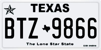 TX license plate BTZ9866
