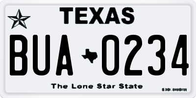 TX license plate BUA0234