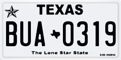 TX license plate BUA0319