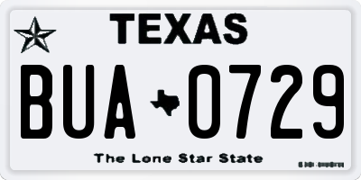 TX license plate BUA0729