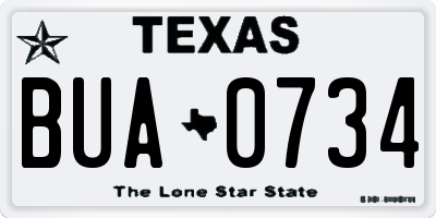 TX license plate BUA0734